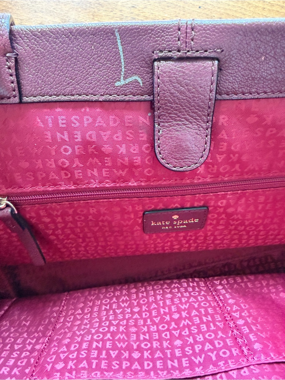 Kate Spade Roselyn Hunts Place Wine Suede Leather Tote Bag - Picture 8 of 11